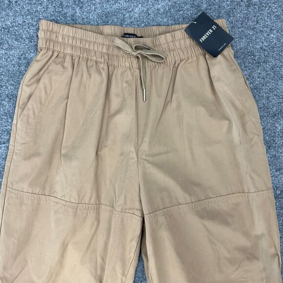 Forever 21 Jogger Womens M Medium Khaki Elastic Waist Drawstring High Rise *READ - Picture 3 of 15
